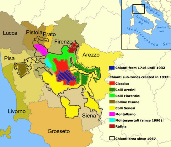 Chianti wine map